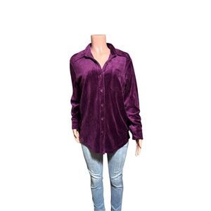 Pulp long sleeve button down velour chest pocket shirt M